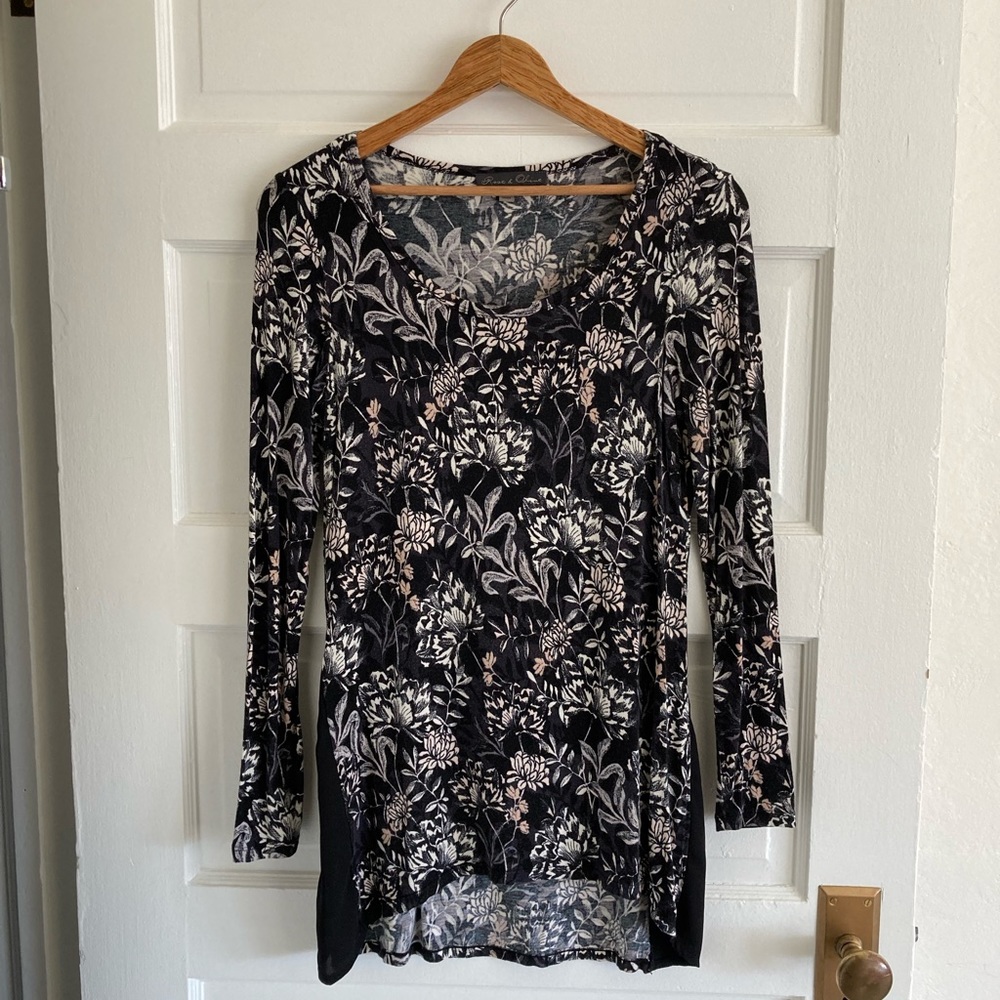 👚 [Rose & Olive] Flower Print Long Sleeve Shirt Blouse, Size S, EUC